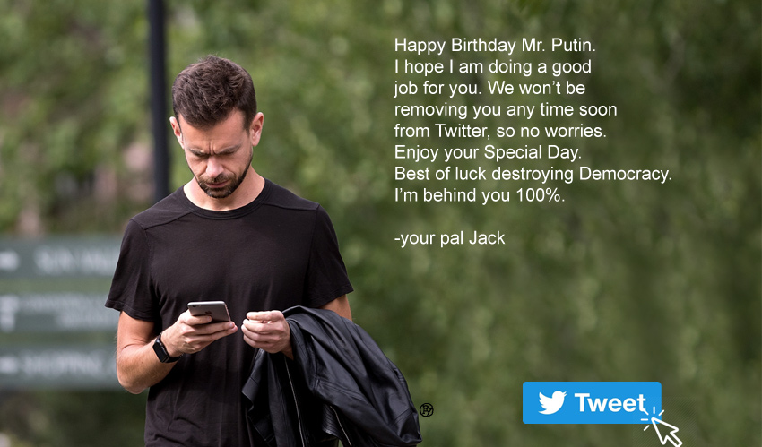 Jack Dorsey’s Touching Birthday Greeting to Vladimir Putin Roils Twitter Stock Price